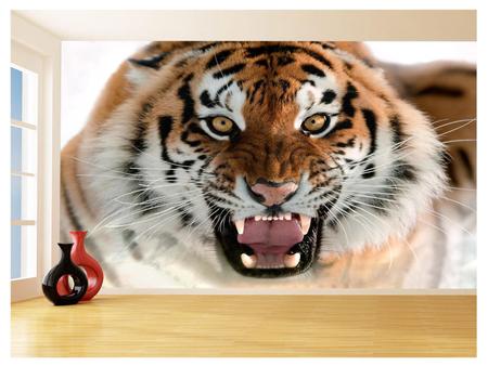 Papel De Parede 3D Animais Tigre Rosto Bravo 3,5M Anm556 - Você Decora -  Papel de Parede - Magazine Luiza