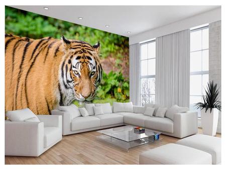 Tigre Branco Grandes Roar Animais Verde Frontal Tela 3d