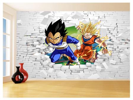 Papel De Parede 3D Dragon Ball Goku Vegeta Anime 3,5M Dbz15 - Você