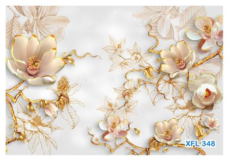 Imagem de Papel De Parede 3D Floral Textura Sala Flores 3,5M Xfl348
