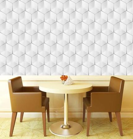 Papel De Parede 3D Lajota Hexagano Adesivo Decorativo Sala - LRP Imagem de Papel De Parede 3D Lajota Hexagano Adesivo Decorativo Sala