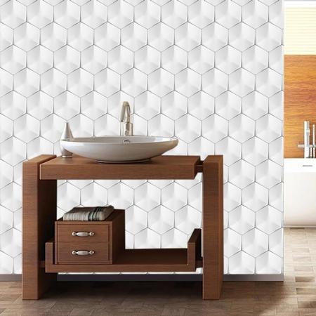 Papel De Parede 3D Lajota Hexagano Adesivo Decorativo Sala - LRP Imagem de Papel De Parede 3D Lajota Hexagano Adesivo Decorativo Sala