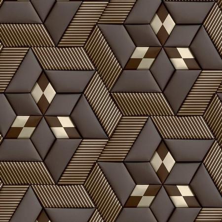 Imagem de Papel De Parede 3D Marrom E Dourado Geometrico Autocolante