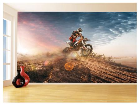 Papel De Parede 3D Moto Cross Trilha Terra Mx 3,5M Bkm21 - Você