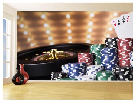 Papel De Parede 3D Salão De Jogos Cartas Poker 3,5M Jcs91 - Você