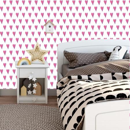 Papel De Parede Adesivo Corações Rosa Aquarelado 3M - Colai Imagem de Papel De Parede Adesivo Corações Rosa Aquarelado 3M