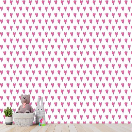 Papel De Parede Adesivo Corações Rosa Aquarelado 3M - Colai Imagem de Papel De Parede Adesivo Corações Rosa Aquarelado 3M
