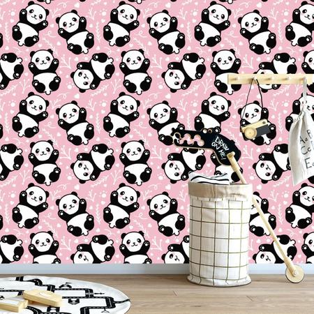 Panda Desenhos Animados Com Fundo Rosa imagem vetorial de kitoul© 652704674