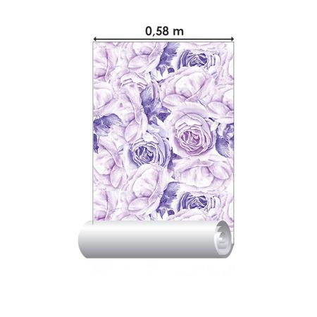 Imagem de Papel De Parede Adesivo Floral Lilás N09301 Rolo 0,58x3M