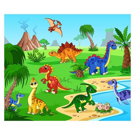 Papel De Parede Infantil Desenhos De Dinossauros-60x300cm