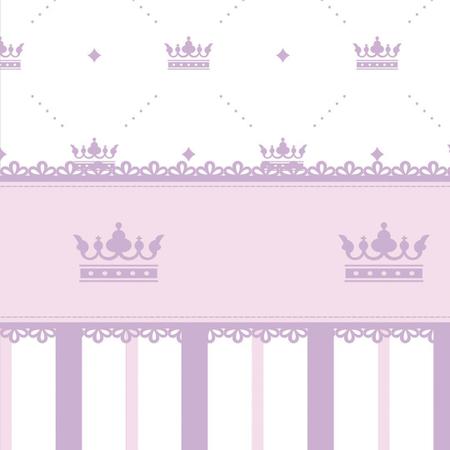 Imagem de Papel de Parede Adesivo Infantil Listrado Rosa e Lilás Coroa