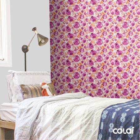 Papel De Parede Adesivo Lavável Abstrato Bolas Rosas 3m - Colaí Imagem de Papel De Parede Adesivo Lavável Abstrato Bolas Rosas 3m