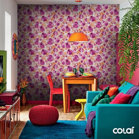 Papel De Parede Adesivo Lavável Abstrato Bolas Rosas 3m - Colaí Imagem de Papel De Parede Adesivo Lavável Abstrato Bolas Rosas 3m