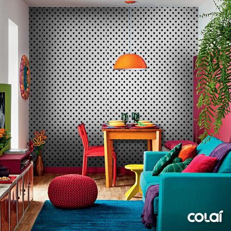Papel De Parede Adesivo Lavável Bolas Pretas 15M - Colai Imagem de Papel De Parede Adesivo Lavável Bolas Pretas 15M