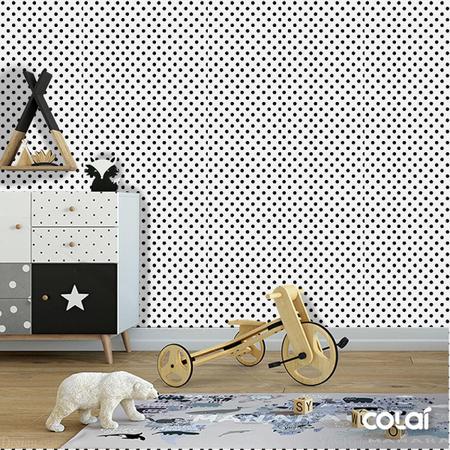 Papel De Parede Adesivo Lavável Bolas Pretas 15M - Colai Imagem de Papel De Parede Adesivo Lavável Bolas Pretas 15M
