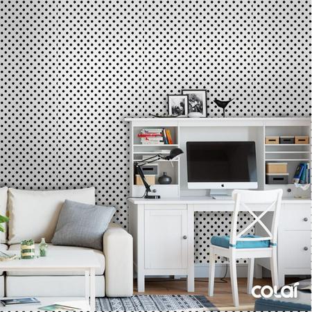 Papel De Parede Adesivo Lavável Bolas Pretas 15M - Colai Imagem de Papel De Parede Adesivo Lavável Bolas Pretas 15M