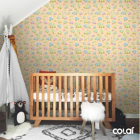 Papel De Parede Adesivo Lavável Carros E Árvores - Colai Imagem de Papel De Parede Adesivo Lavável Carros E Árvores