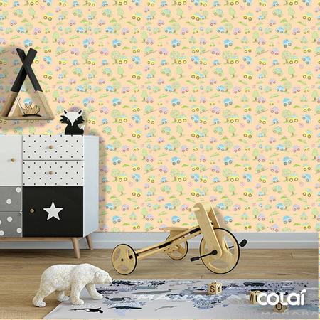 Papel De Parede Adesivo Lavável Carros E Árvores - Colai Imagem de Papel De Parede Adesivo Lavável Carros E Árvores