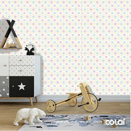 Papel De Parede Adesivo Lavável Coroas Coloridas 15M - Colai Imagem de Papel De Parede Adesivo Lavável Coroas Coloridas 15M
