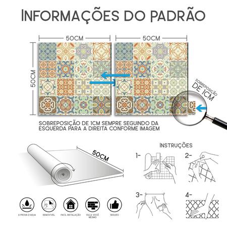 Imagem de Papel De Parede Adesivo Lavável Cozinha Azulejo Português Clássico Banheiro Garagem