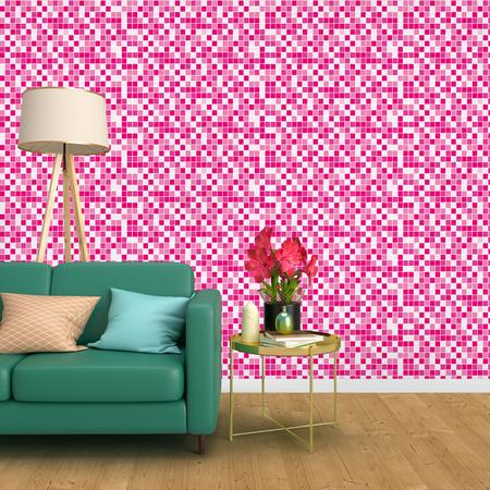 Papel de Parede Adesivo Lavável Decoração Pastilhas Azulejo Para Cozinha  Rosa Xadrez 3D - Pro Decor - Papel de Parede - Magazine Luiza