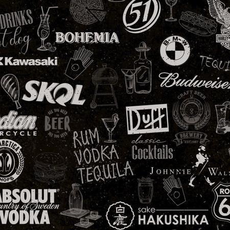 Imagem de Papel De Parede Adesivo Lavável Gourmet Bebidas Bar Preto