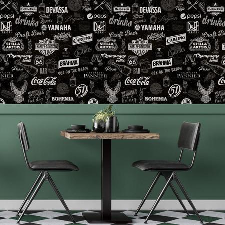 Imagem de Papel De Parede Adesivo Lavável Gourmet Bebidas Bar Preto