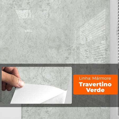 Papel de Parede Adesivo Lavavel Marmore Travertino Verde 500x60cm - Open Star Imagem de Papel de Parede Adesivo Lavavel Marmore Travertino Verde 500x60cm