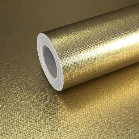 Imagem de Papel de Parede Adesivo Lavavel Metalico Texturizado Ouro