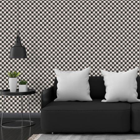 Papel de Parede Adesivo Pedra de Mármore Quadriculado Xadrez Preto e Branco  3D Rolo de 3 Metros Lavável - Pro Decor - Papel de Parede - Magazine Luiza