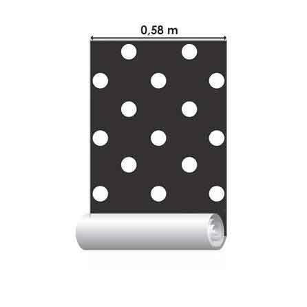 Papel de parede adesivo poá preto e branco 5795 vinil pvc
