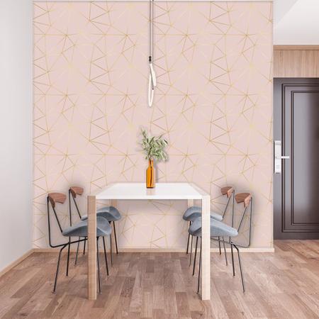 Imagem de Papel de Parede Adesivo Quarto Rosa Chá Gold Lines 15m