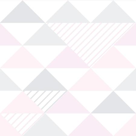 Imagem de Papel De Parede Adesivo Quarto Triângulo Rosa Cinza 3m