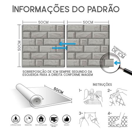 Papel Parede Muro Tijolos de Pedras Rústicas Brancas Vinil