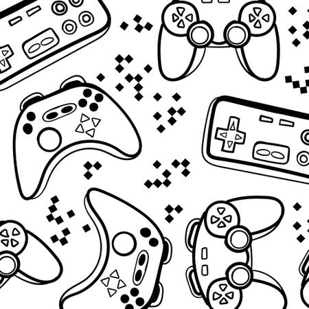 Papel de Parede Adesivo Videogame Controle Gamer Joystick Teen Juvenil  Infantil Jogos Preto e Branco - Deliquadros - Papel de Parede - Magazine  Luiza