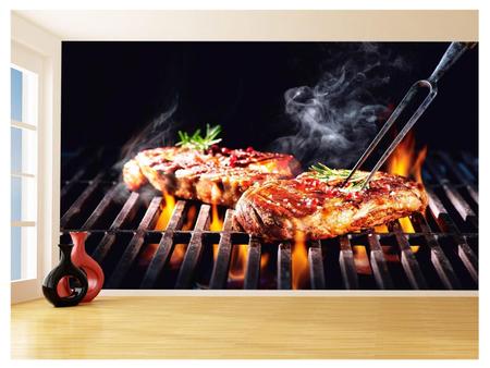 Papel De Parede Alimentos Carne Churrasco Fogo 3,5M Al277 - Você Decora Imagem de Papel De Parede Alimentos Carne Churrasco Fogo 3,5M Al277