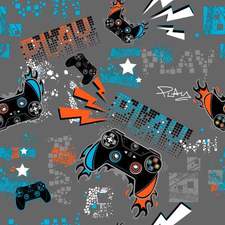 Papel De Parede Auto Adesivo Controles Jogos Videogame Jovem Azul Laranja  Quarto Sala de Jogos - Deliquadros - Papel de Parede - Magazine Luiza