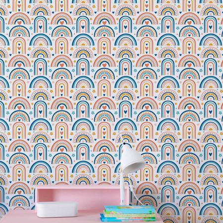 Imagem de Papel de Parede Auto Adesivo Infantil Aquarela arte colorida Decorada Quarto Sala Cozinha 6m