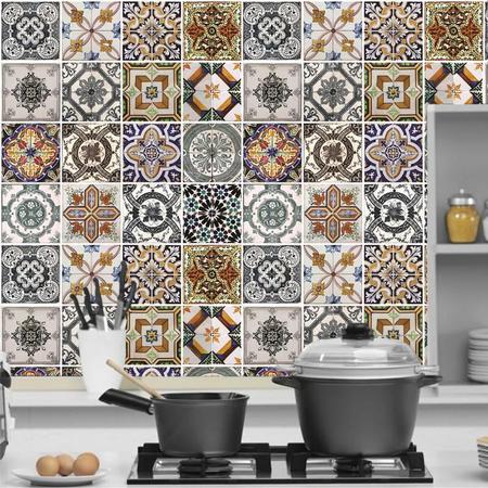 Imagem de Papel De Parede Azulejo Tons Marrom Adesivo Cozinha Banheiro
