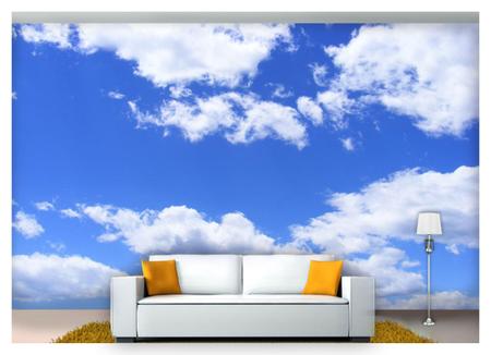 Imagem de Papel De Parede Céu Azul Nuvens Brancas 3D Nsk65