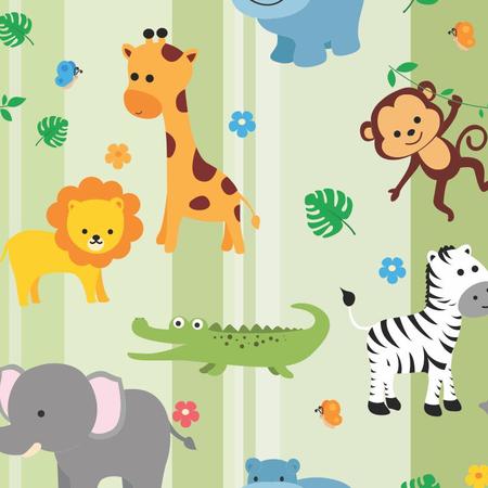 Papel de Parede Infantil Animais Safari Bebê Teen N4391 - Lar Adesivos Imagem de Papel de Parede Infantil Animais Safari Bebê Teen N4391