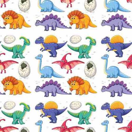 Papel de Parede Infantil Desenhos Dinossauros Fofos Colorido