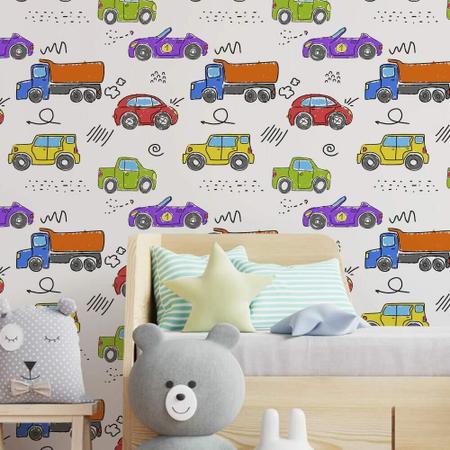 Papel De Parede Infantil Carrinhos Modelo 14-60X300Cm - Mix Adesivos Imagem de Papel De Parede Infantil Carrinhos Modelo 14-60X300Cm