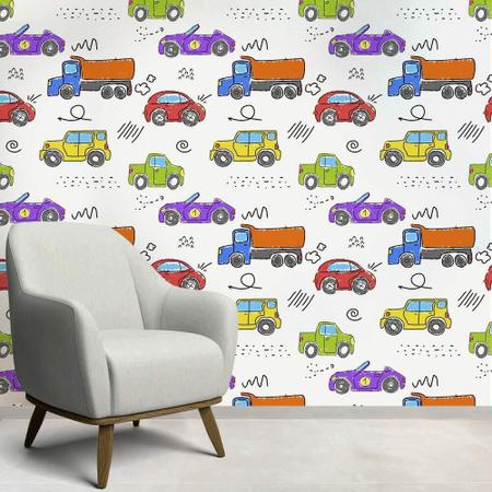 Papel De Parede Infantil Carrinhos Modelo 14-60X300Cm - Mix Adesivos Imagem de Papel De Parede Infantil Carrinhos Modelo 14-60X300Cm