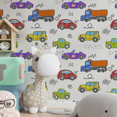 Papel De Parede Infantil Carrinhos Modelo 14-60X300Cm - Mix Adesivos Imagem de Papel De Parede Infantil Carrinhos Modelo 14-60X300Cm