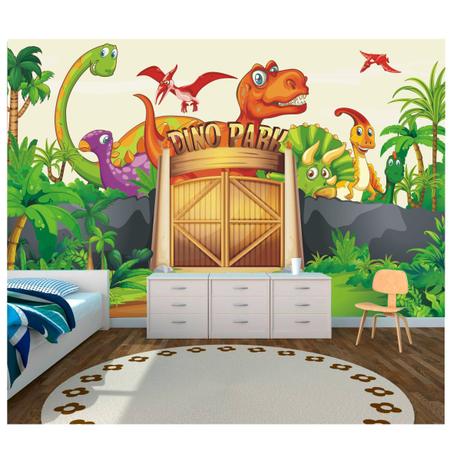 Papel De Parede Infantil Desenho De Dinossauros-60x300cm