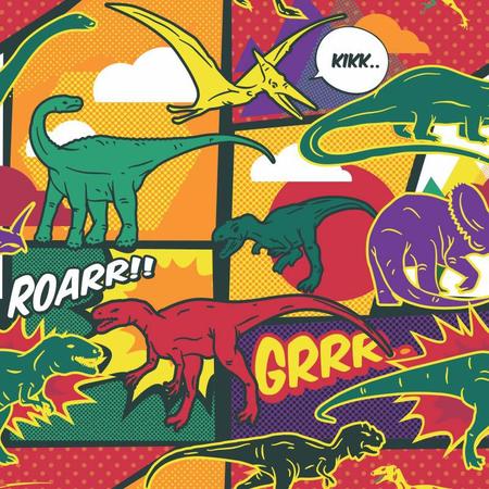 Papel de Parede Infantil Desenho Dinossauros - Fran Adesivos de Parede