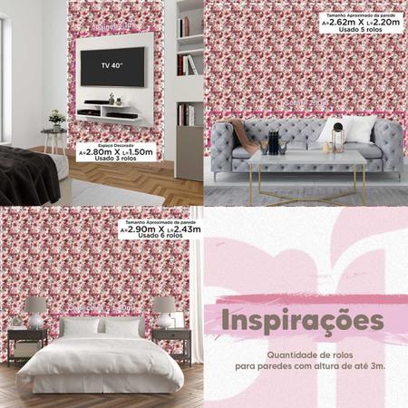 Imagem de Papel de parede Lavável Flor cerejeira rosa delicada natural viva auto colante quarto sala 9m
