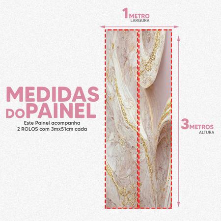 Imagem de Papel de Parede Painel 3D Mármore Branco Bege Ouro 1M Auto Colante Lavável Revestimento Brilhoso