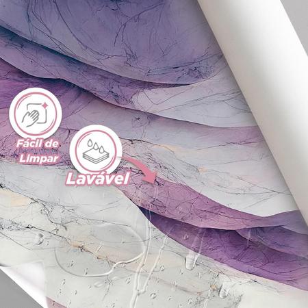 Imagem de Papel De Parede Painel 3D Mármore Branco E Roxo Viníl 2M